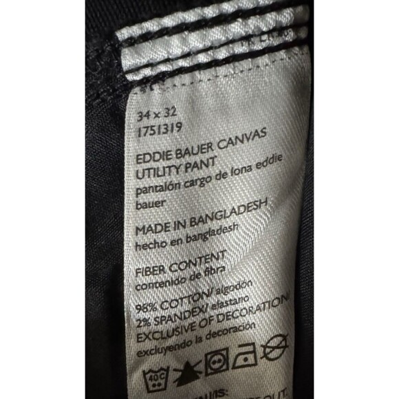 Eddie Bauer Mens  Size 34X32 Pants Black Canvas Utility Stretch Ultra Durable - Picture 8 of 12